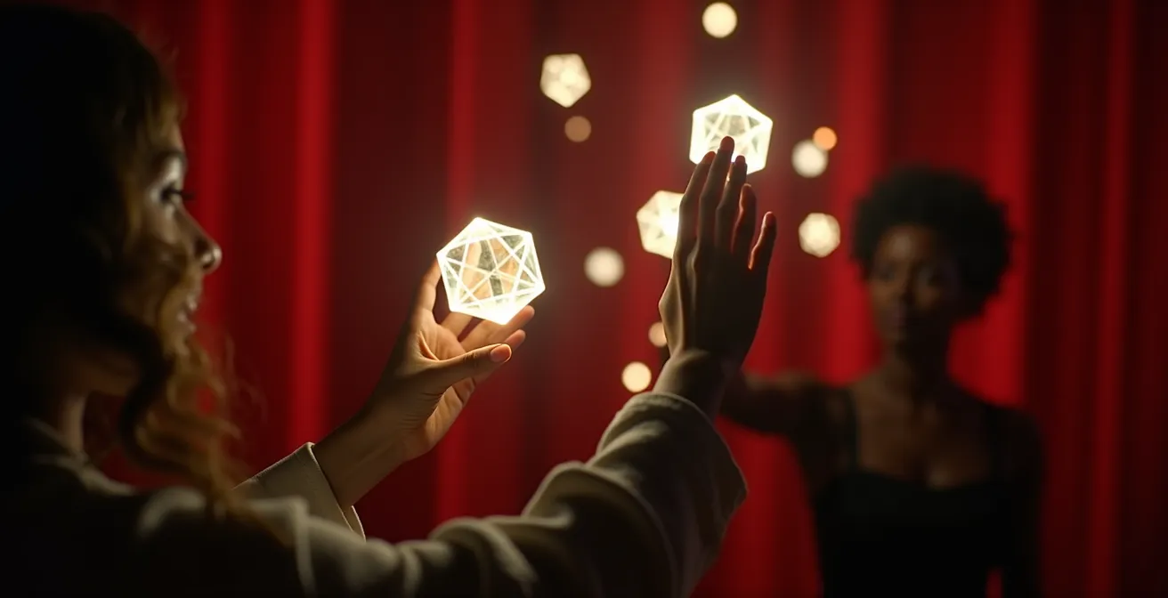 Metafora visiva dell'attore digitale in Isadora per artisti teatrali