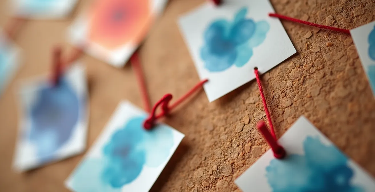 Sistema di organizzazione visuale per materiale di interviste con schede colorate