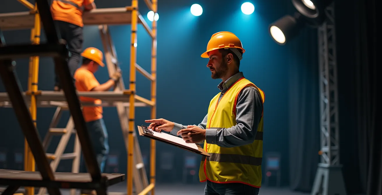 Responsabile sicurezza coordina montaggio strutture teatrali