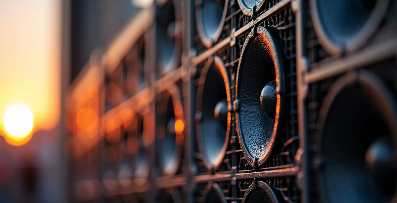 Sistema di diffusione sonora line array in arena all'aperto con controllo direzionale del suono