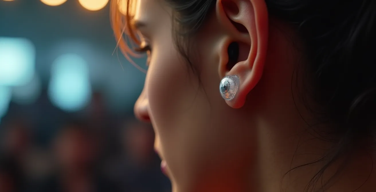 Sistema audio ibrido con cuffie wireless e altoparlanti nascosti in uno spazio teatrale