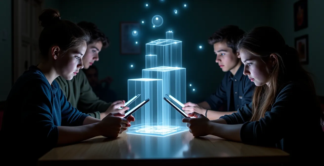 Studenti italiani che interagiscono con ricostruzioni storiche olografiche in classe