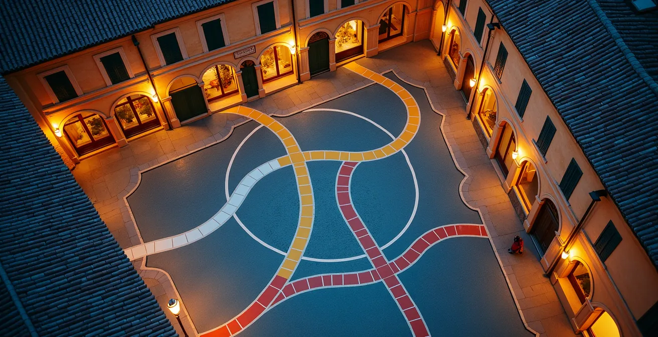 Sistema di vie di fuga in un centro storico durante un concerto con zone di decompressione